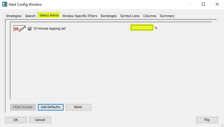 10 Minute Topping Tail Alert Custom Settings